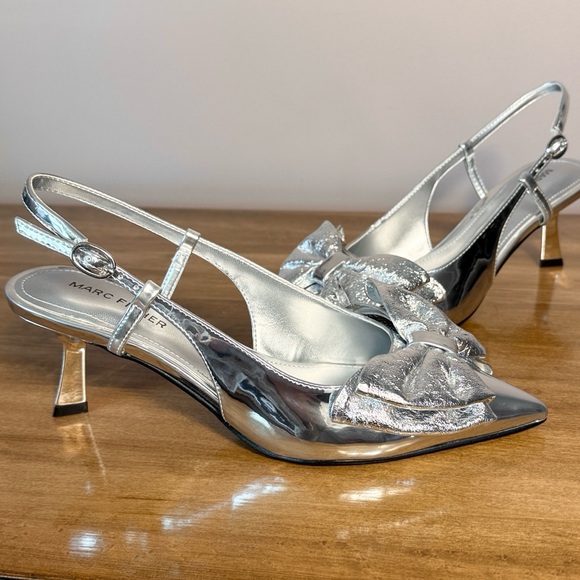 Marc Fisher Shoes - Marc Fisher Metallic Silver Bow Heels